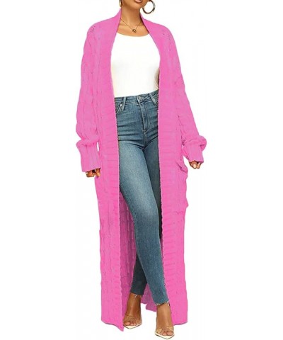 Long Sweaters for Women Cardigan Open Front Cable Knit Long Sleeve Duster Chunky Casual Cardigans Coat With Pockets Nm8969-pi...