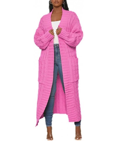 Long Sweaters for Women Cardigan Open Front Cable Knit Long Sleeve Duster Chunky Casual Cardigans Coat With Pockets Nm8969-pi...