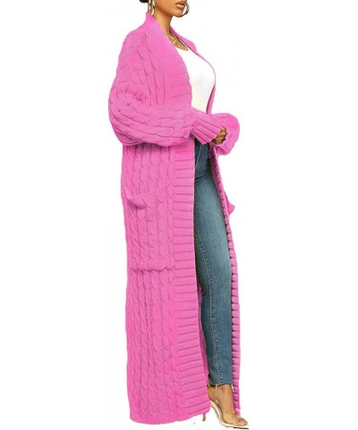 Long Sweaters for Women Cardigan Open Front Cable Knit Long Sleeve Duster Chunky Casual Cardigans Coat With Pockets Nm8969-pi...