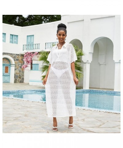 Womens Crochet Beach Wear Cover up Swimwear Bikini Long Maxi Beach Dress White 2330 $10.00 Swimsuits