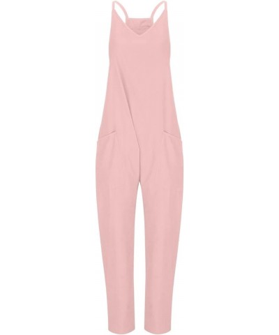 Women Outdoor Work Overalls Jumpsuit Casual Loose Fit Jumpsuits Bib Overalls Womens Casual Jumpsuits With Pockets Pink-2-ligh...