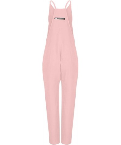 Women Outdoor Work Overalls Jumpsuit Casual Loose Fit Jumpsuits Bib Overalls Womens Casual Jumpsuits With Pockets Pink-2-ligh...