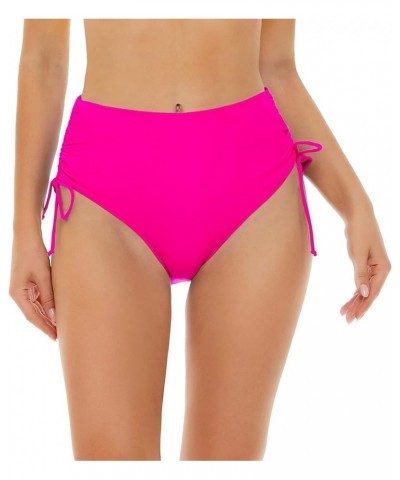 Women's High Waisted Bikini Bottoms Full Coverage Swimsuit Bathing Suit Bottom Adjustable Tie Side Swim Briefs Hot Pink $11.7...