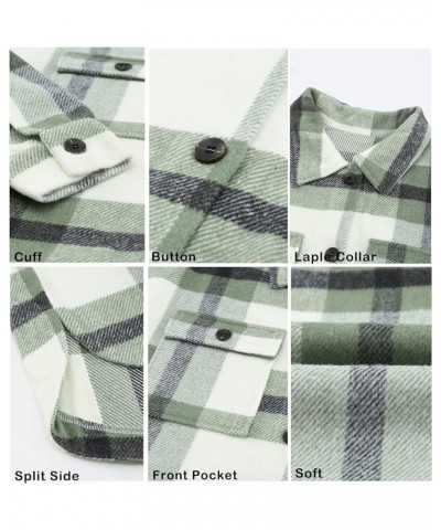Women's Long Sleeve Button Down Jackets Plaid Flannel Shirts Tops Casual Lapel V Neck Oversized Shackets Blouses Top Plaid Gr...