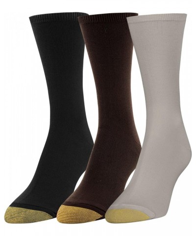 Women's Castaway Crew Socks, 3-Pairs, Khaki/Brown/Black, Medium $8.40 Socks