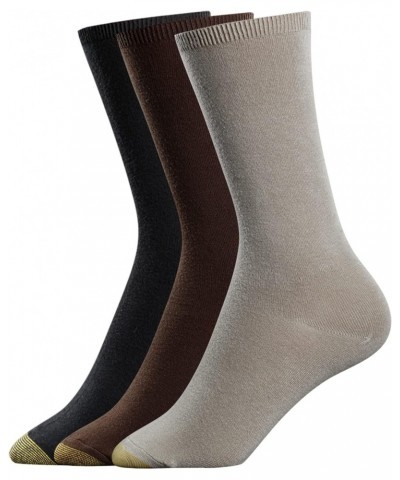 Women's Castaway Crew Socks, 3-Pairs, Khaki/Brown/Black, Medium $8.40 Socks