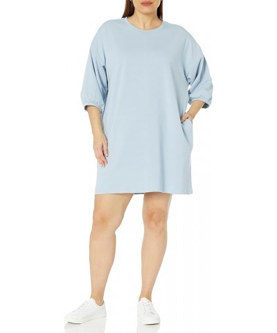 Women's Estelle Puff-Sleeve French Terry Sweatshirt Mini Dress Fog Blue $9.68 Dresses