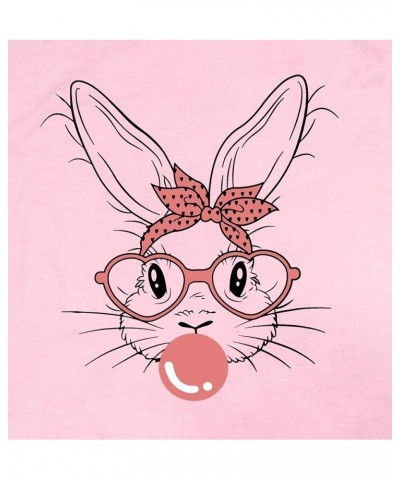 Happy Easter Shirts for Women Easter Bunny T-Shirt Rabbit Graphic Tees Easter Egg Holiday Shirt Tops Pink2-bunny Glasses $8.8...