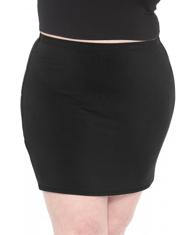 Women's Cotton Soft Stretch Fabric Basic Mini Skirt | Small - 5X Black $9.24 Skirts