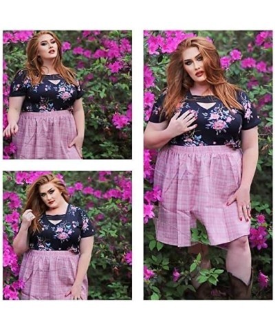 Plus Size Tops for Women Summer Pullover Short Sleeve Shirts XL-5XL 888-floral Black $11.75 T-Shirts