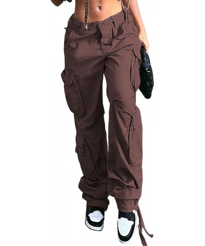 High Waist Baggy Cargo Jeans for Women Flap Pocket Relaxed Fit Straight Wide Leg Y2K Fashion Jeans T brown $13.20 Jeans