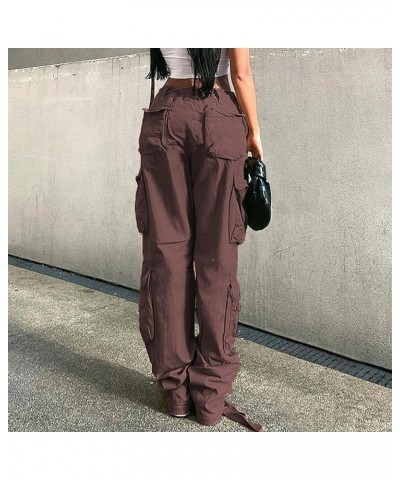 High Waist Baggy Cargo Jeans for Women Flap Pocket Relaxed Fit Straight Wide Leg Y2K Fashion Jeans T brown $13.20 Jeans
