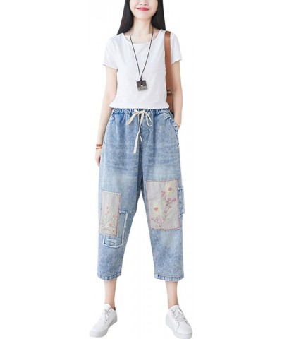 Women's Drawstring Pants Denim Jeans Harem Pants with Pockets Style 1 Blue $21.15 Jeans