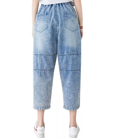 Women's Drawstring Pants Denim Jeans Harem Pants with Pockets Style 1 Blue $21.15 Jeans