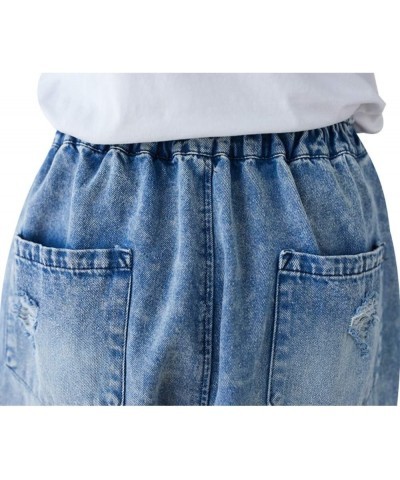 Women's Drawstring Pants Denim Jeans Harem Pants with Pockets Style 1 Blue $21.15 Jeans