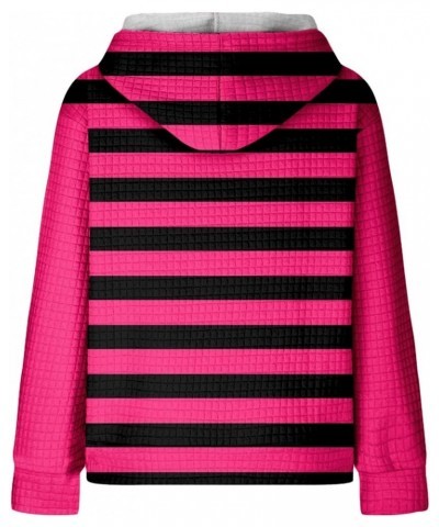 Womens Casual Drawstring Waffle Striped Floral Printed Hoodies Zip Up Sweatshirt Long Sleeve Pullover with Pocket C $19.03 Ho...