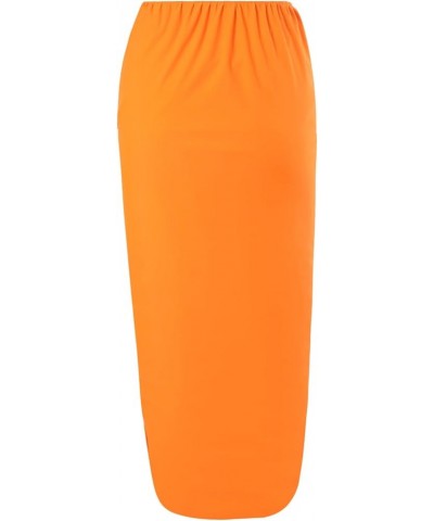 Women's One Piece Swimsuit with Beach Cover up Wrap Skirt Sarong Retro Floral Print Bikini Set Two Piece Bathing Suits Orange...