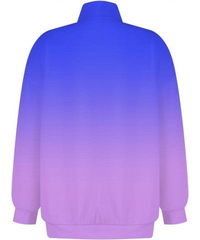 Womens Sweatshirts 2023, Women's Fashion Casual Solid Color Long Sleeve Half Zip Sweatshirt Loose Pullover Tops 4-light Purpl...