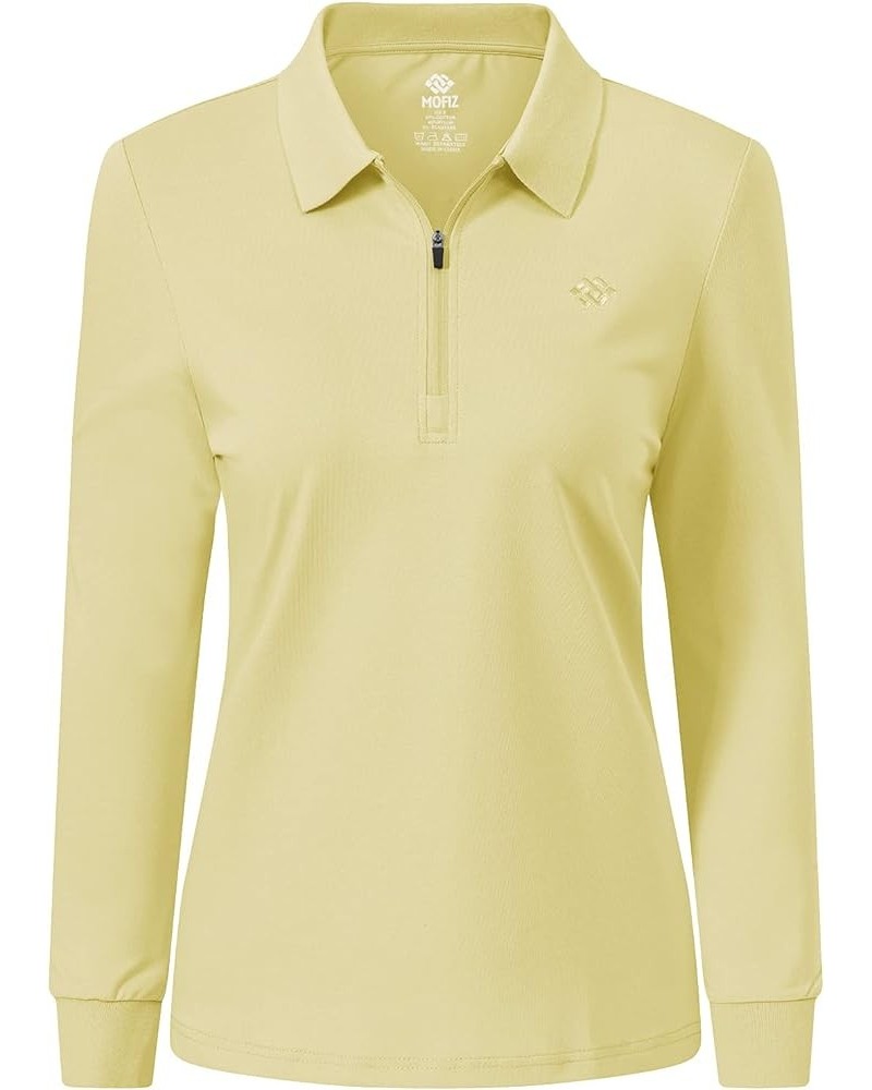 Women's Golf Polo Shirt Long Sleeves Zip Up Sport Active Shirts Quick Dry Athletic T-Shirt Casual Tennis Tops Slim Fit Yellow...