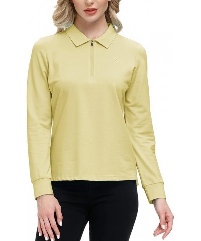 Women's Golf Polo Shirt Long Sleeves Zip Up Sport Active Shirts Quick Dry Athletic T-Shirt Casual Tennis Tops Slim Fit Yellow...