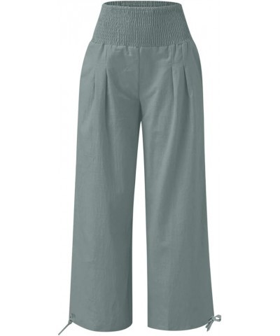 Linen Pants Women High Waisted Wide Leg Lounge Pants with Pockets Boho Flowy Pants Trendy Casual Cruise Outfits 2024 Deals of...