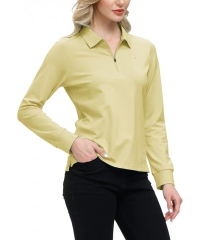 Women's Golf Polo Shirt Long Sleeves Zip Up Sport Active Shirts Quick Dry Athletic T-Shirt Casual Tennis Tops Slim Fit Yellow...
