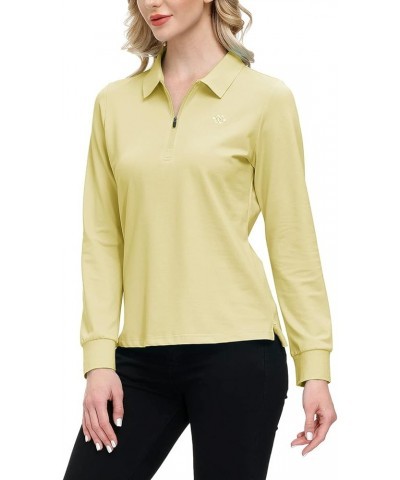 Women's Golf Polo Shirt Long Sleeves Zip Up Sport Active Shirts Quick Dry Athletic T-Shirt Casual Tennis Tops Slim Fit Yellow...