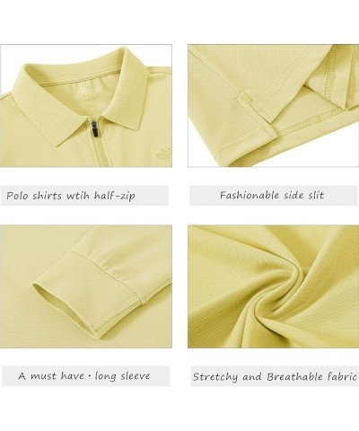 Women's Golf Polo Shirt Long Sleeves Zip Up Sport Active Shirts Quick Dry Athletic T-Shirt Casual Tennis Tops Slim Fit Yellow...