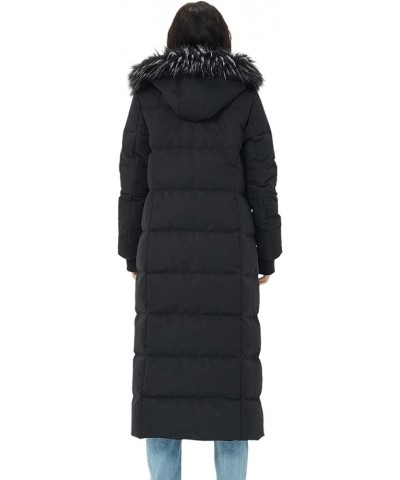 Women's Thickened Down Coat Warm Long Puffer Jacket Hooded Coat Black $52.65 Jackets