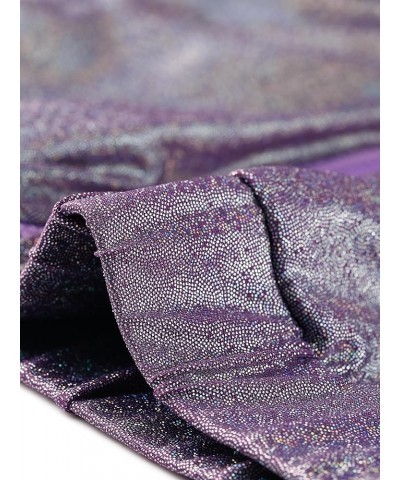 Women's Holographic Shiny Party Christmas Long Sleeve Lightweight Zipper Metallic Jacket Small Purple Gold $21.12 Jackets