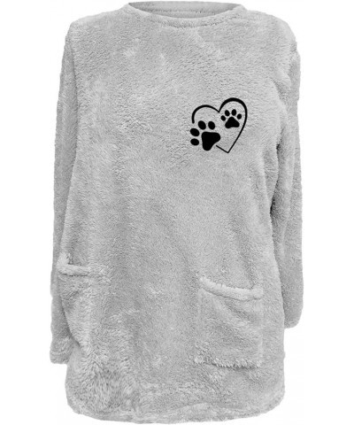 Women’s Casual Sherpa Fleece Sweatshirts Long Sleeve Round Neck Warm Shirts Cute Graphic Winter Cozy Underwear 3 Gray $10.07 ...